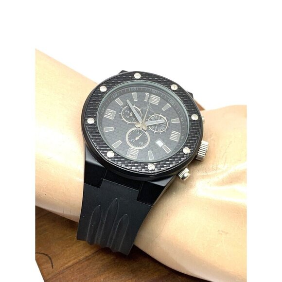 Joshua & Sons Men's Watch JS62BK Quartz Chronograph Black Dial Rubber Ba… - Picture 5 of 13